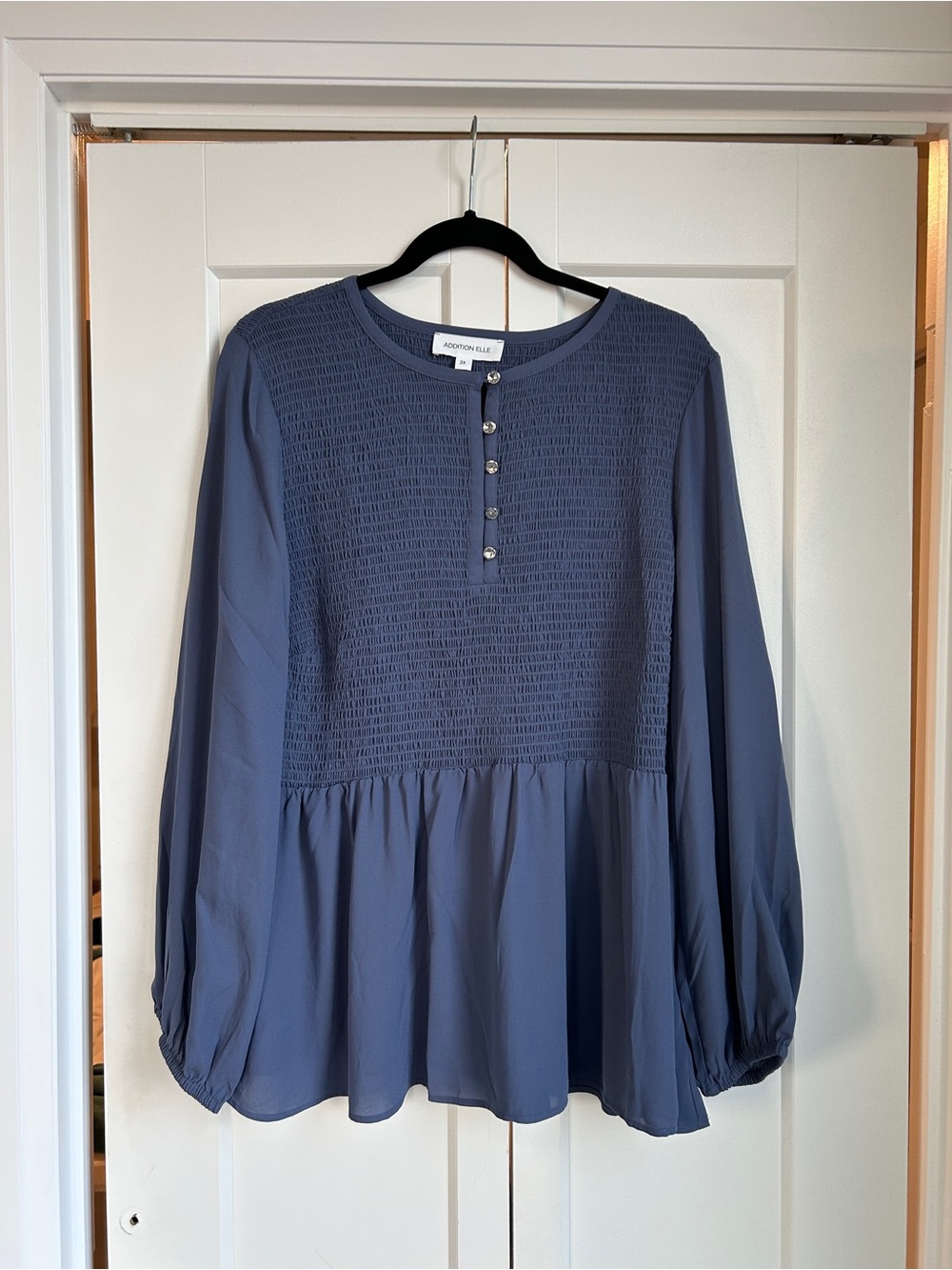 Addition Elle Navy Blue Smocked Peplum Tunic